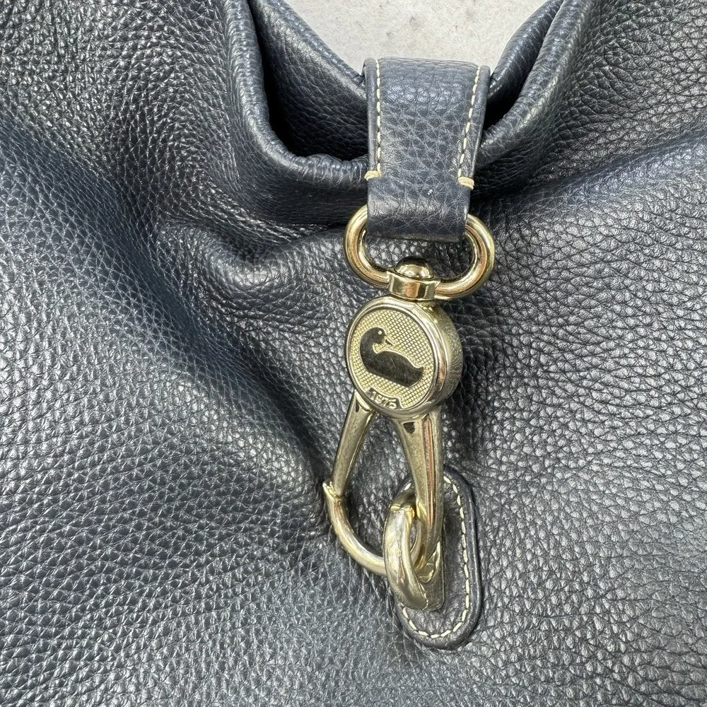 Dooney & Bourke‎ Hobo Logo Lock Shoulder Bag Black Pebble W/ Wallet Gold Tone